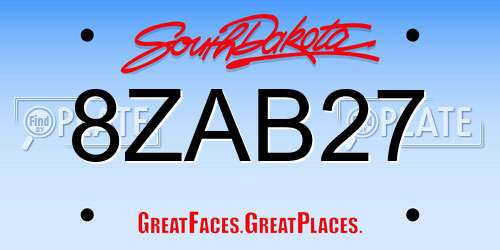 8ZAB27 South Dakota License Plate
