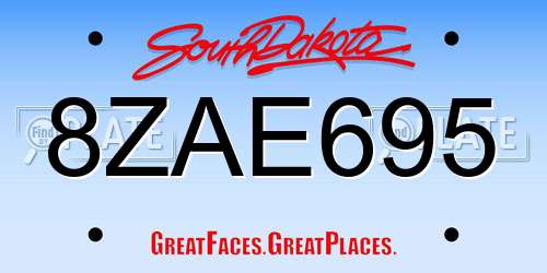 8ZAE695 South Dakota License Plate