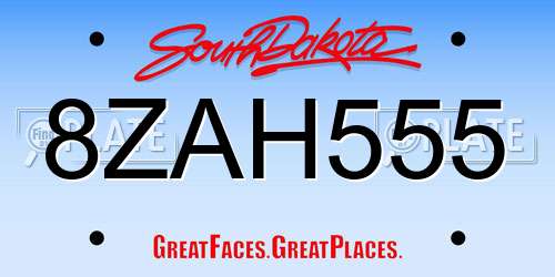 8ZAH555 South Dakota License Plate
