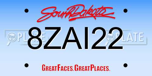 8ZAI22 South Dakota License Plate