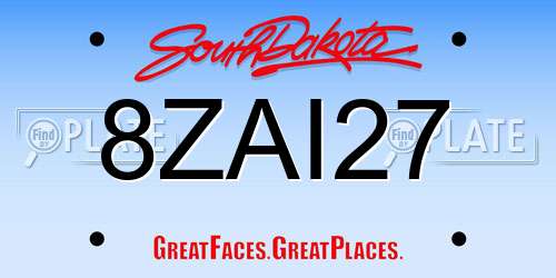 8ZAI27 South Dakota License Plate