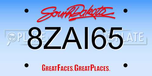 8ZAI65 South Dakota License Plate