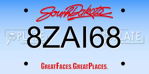 8ZAI68 South Dakota License Plate