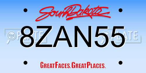 8ZAN55 South Dakota License Plate