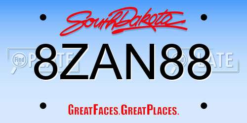 8ZAN88 South Dakota License Plate