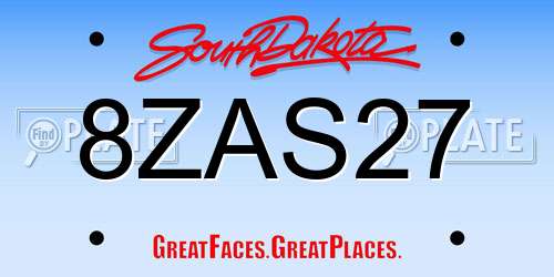 8ZAS27 South Dakota License Plate