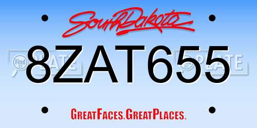 8ZAT655 South Dakota License Plate