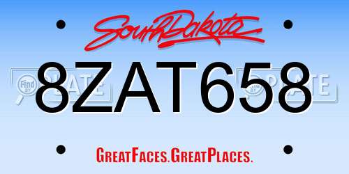 8ZAT658 South Dakota License Plate