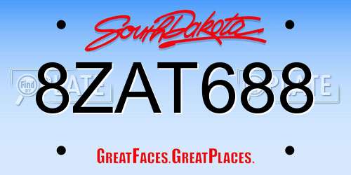 8ZAT688 South Dakota License Plate