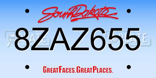 8ZAZ655 South Dakota License Plate