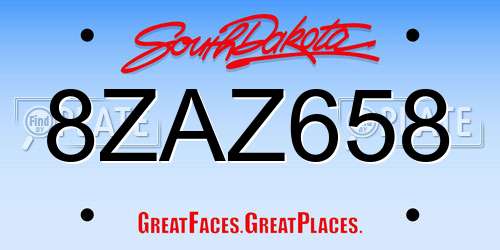 8ZAZ658 South Dakota License Plate