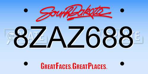 8ZAZ688 South Dakota License Plate