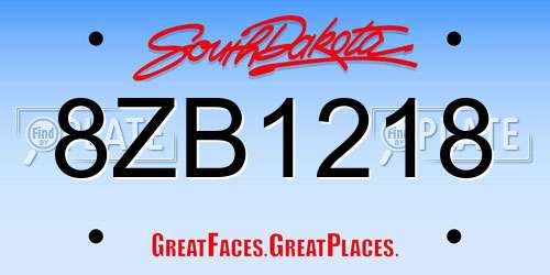 8ZB1218 South Dakota License Plate