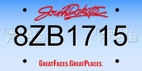 8ZB1715 South Dakota License Plate