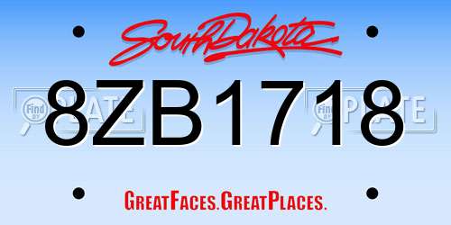 8ZB1718 South Dakota License Plate