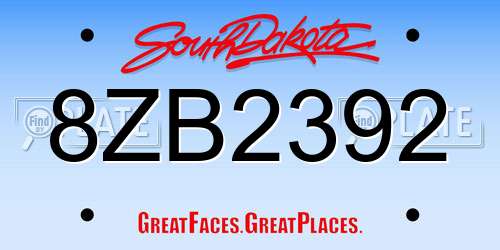 8ZB2392 South Dakota License Plate