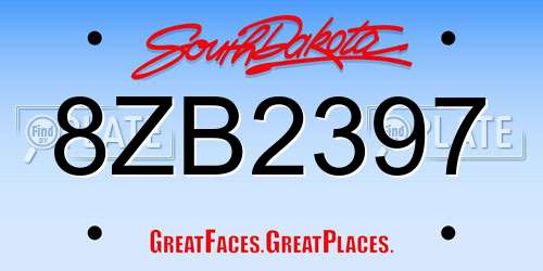 8ZB2397 South Dakota License Plate