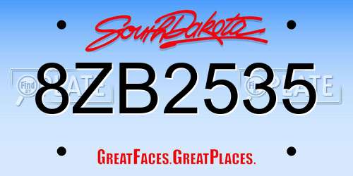 8ZB2535 South Dakota License Plate