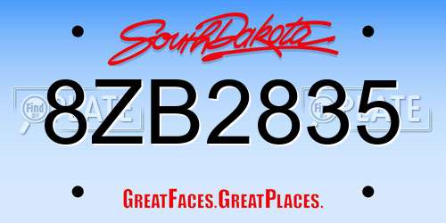 8ZB2835 South Dakota License Plate