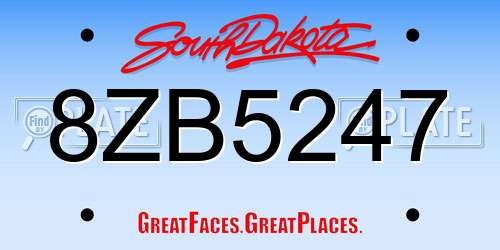8ZB5247 South Dakota License Plate