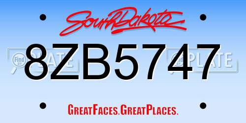 8ZB5747 South Dakota License Plate