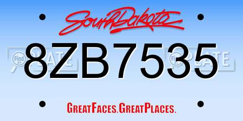 8ZB7535 South Dakota License Plate