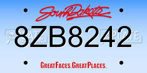 8ZB8242 South Dakota License Plate