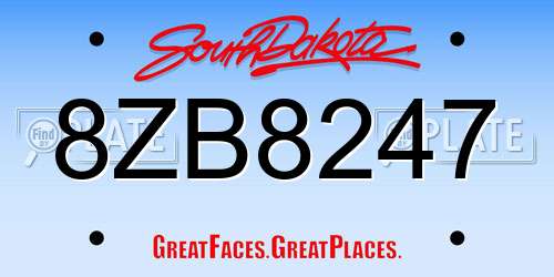 8ZB8247 South Dakota License Plate
