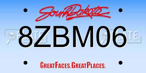 8ZBM06 South Dakota License Plate