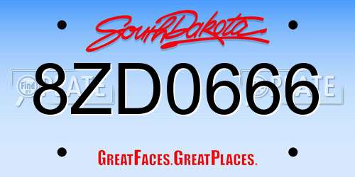 8ZD0666 South Dakota License Plate