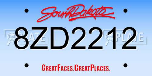 8ZD2212 South Dakota License Plate