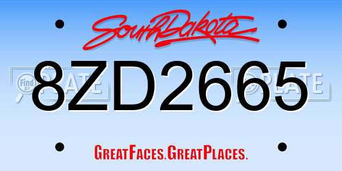 8ZD2665 South Dakota License Plate