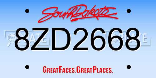 8ZD2668 South Dakota License Plate