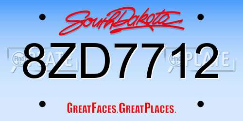 8ZD7712 South Dakota License Plate