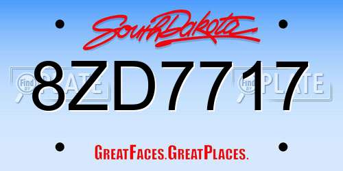 8ZD7717 South Dakota License Plate