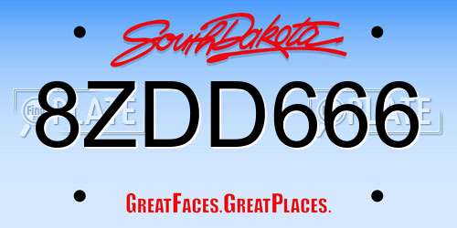8ZDD666 South Dakota License Plate