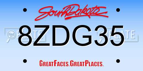 8ZDG35 South Dakota License Plate