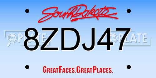 8ZDJ47 South Dakota License Plate