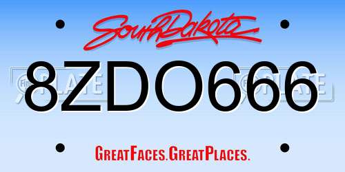 8ZDO666 South Dakota License Plate