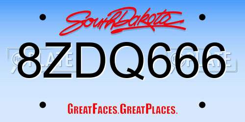 8ZDQ666 South Dakota License Plate