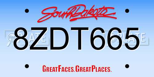 8ZDT665 South Dakota License Plate