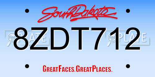 8ZDT712 South Dakota License Plate