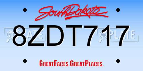 8ZDT717 South Dakota License Plate