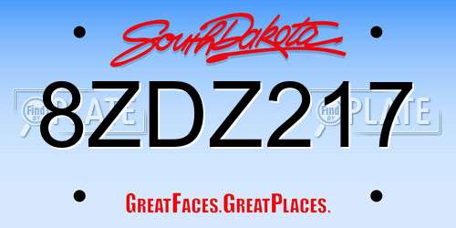 8ZDZ217 South Dakota License Plate