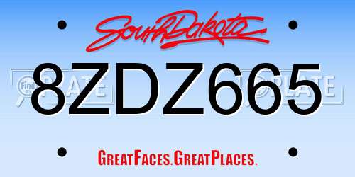 8ZDZ665 South Dakota License Plate