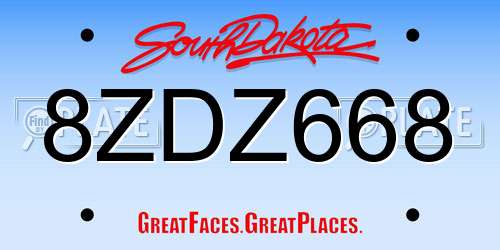 8ZDZ668 South Dakota License Plate