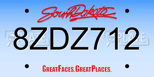 8ZDZ712 South Dakota License Plate