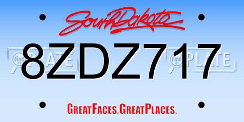 8ZDZ717 South Dakota License Plate