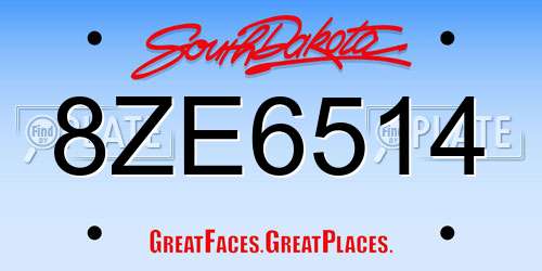 8ZE6514 South Dakota License Plate