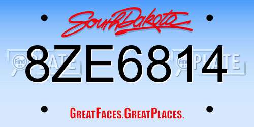 8ZE6814 South Dakota License Plate
